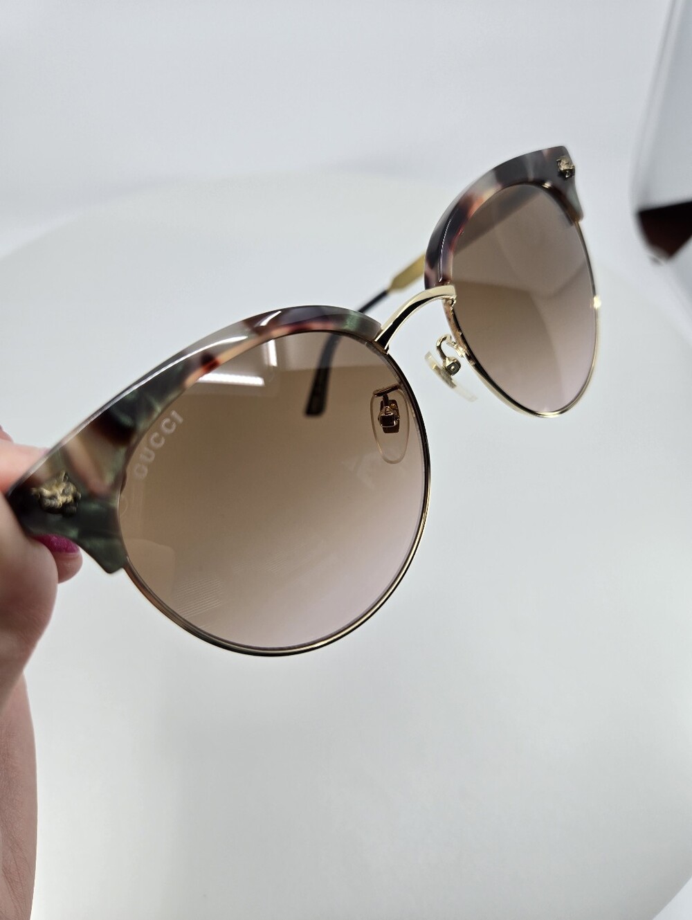 Gucci Havana Round Cateye Tortoiseshell Sunglasses